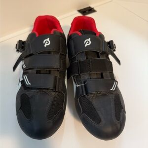 Black Cycling Shoes with Red Interior